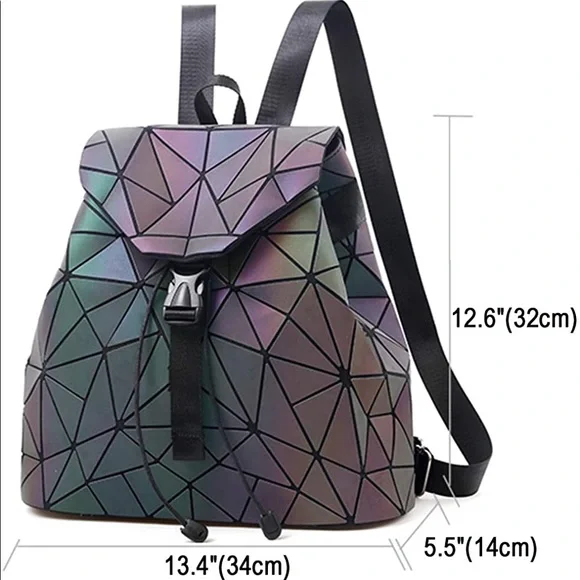 BESUURAN Geometric Luminous Holographic Reflective Backpack - Picture 3 of 13